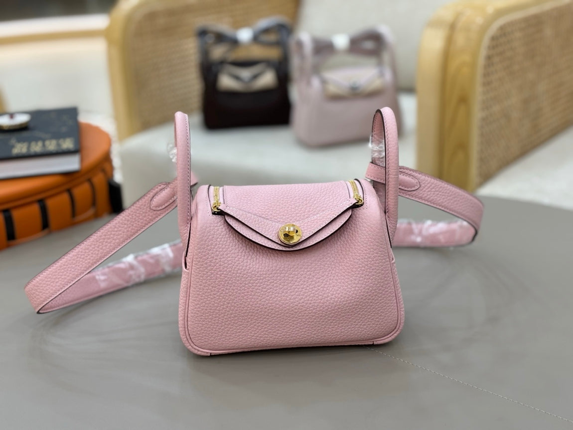 Fresh Arrival! Blush Pink Leather Compact Handbag, Multipurpose Accessory for Everyday Outfit Styling