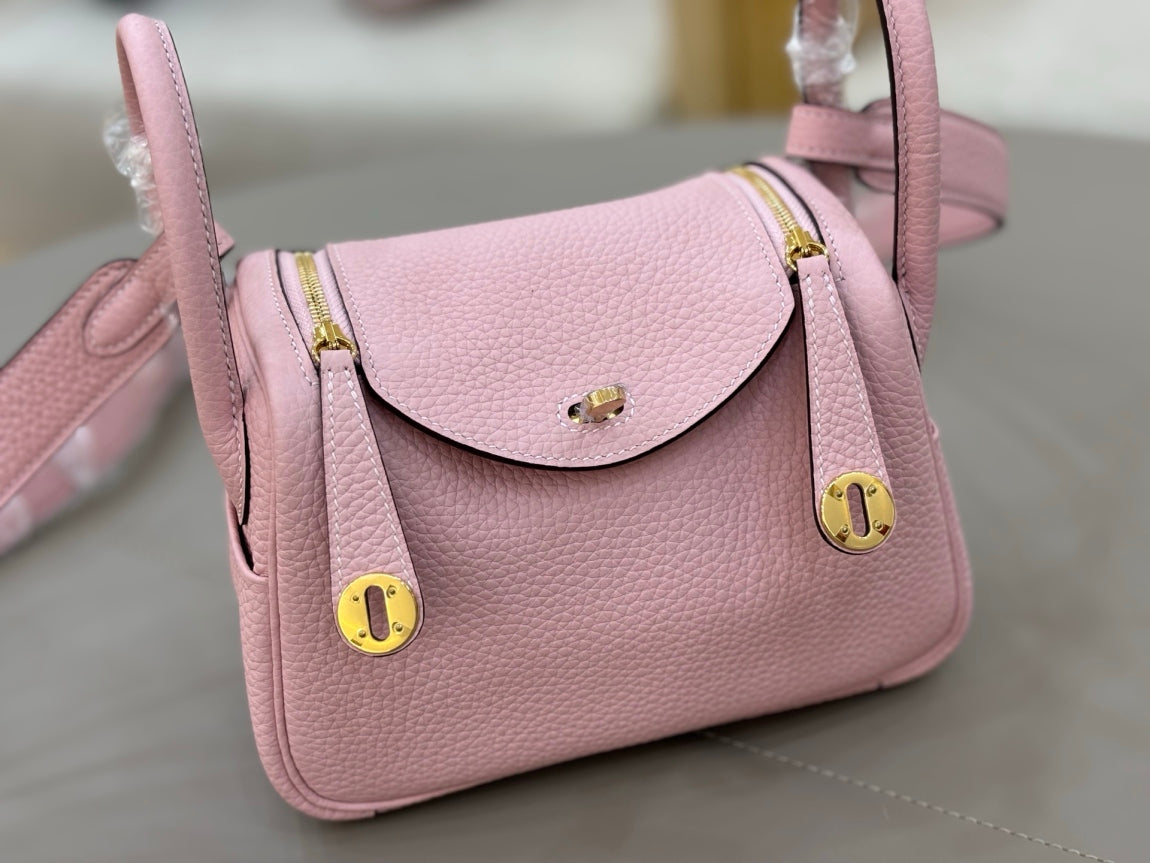 Fresh Arrival! Blush Pink Leather Compact Handbag, Multipurpose Accessory for Everyday Outfit Styling