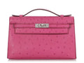 Just Launched! Fuchsia Pink Leather Slim Hand Clutch, Fashionable Accessory for Daily & Night Outfit Matching
