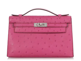 Just Launched! Fuchsia Pink Leather Slim Hand Clutch, Fashionable Accessory for Daily & Night Outfit Matching