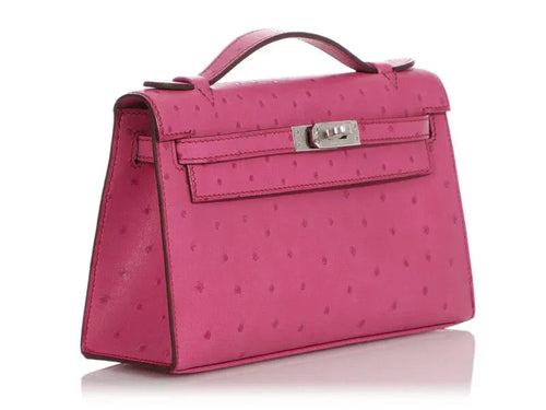 Just Launched! Fuchsia Pink Leather Slim Hand Clutch, Fashionable Accessory for Daily & Night Outfit Matching