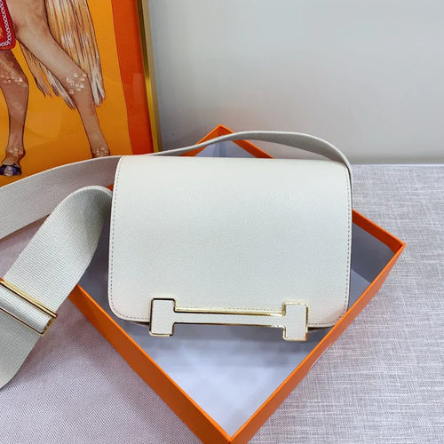 Hot In Stock! Cream White Leather Square Crossbody Purse, Practical Accessory for All-Day Outfit Coordination