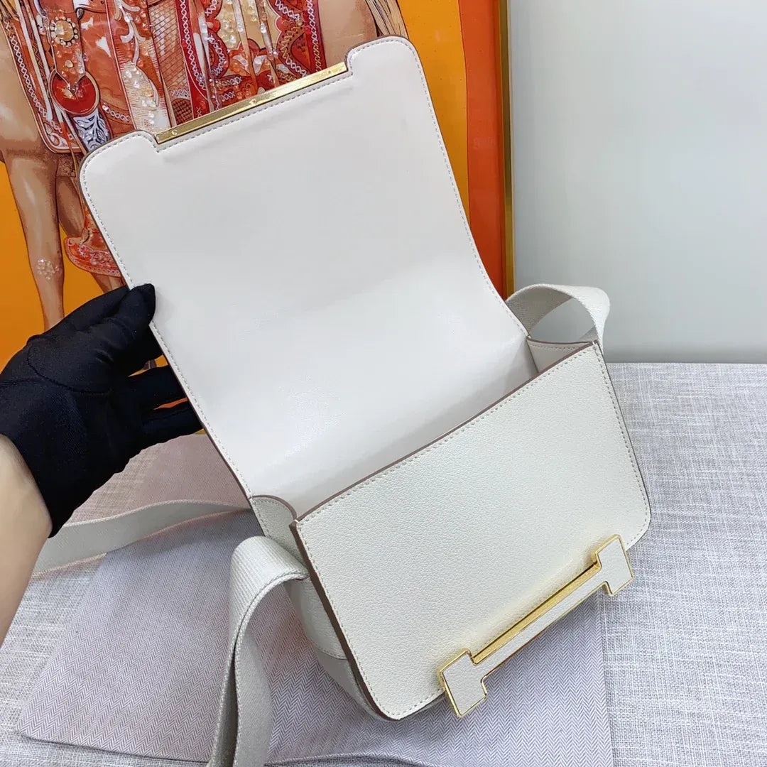 Hot In Stock! Cream White Leather Square Crossbody Purse, Practical Accessory for All-Day Outfit Coordination