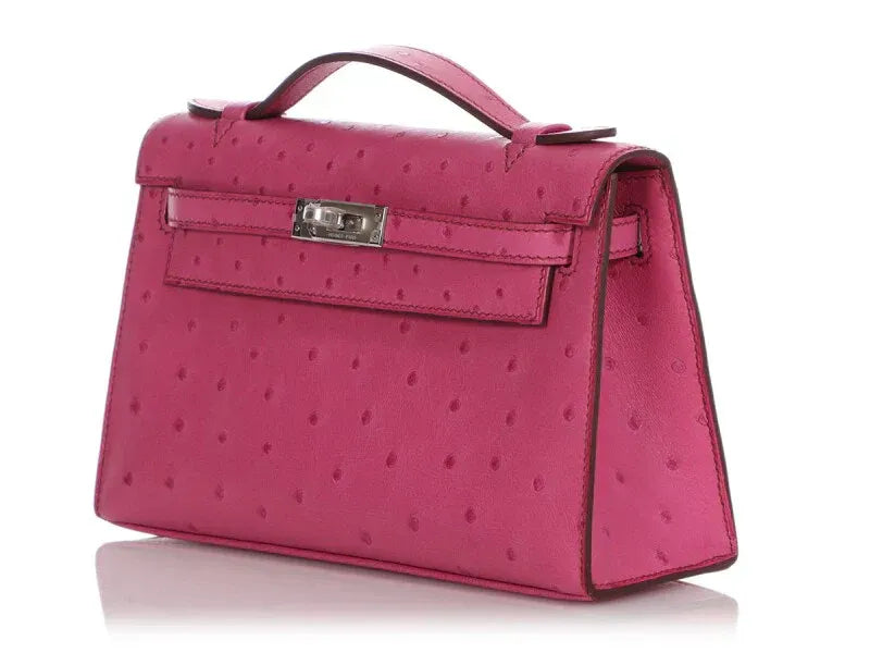 Just Launched! Fuchsia Pink Leather Slim Hand Clutch, Fashionable Accessory for Daily & Night Outfit Matching